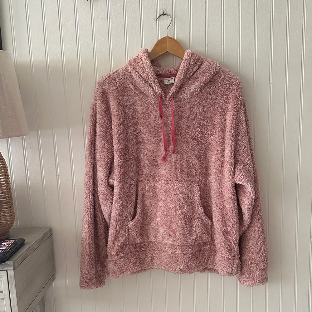 Hurley Pink Fleece Hoodie Kangaroo Pocket Sweater Like New sz XL - Picture 3 of 13